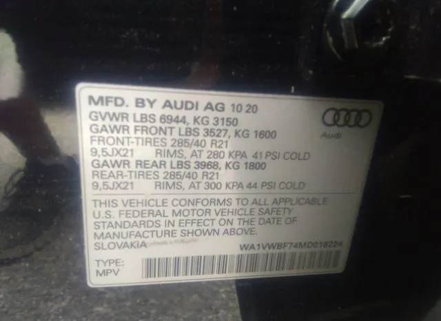 Photo 8 VIN: WA1VWBF74MD018224 - AUDI SQ7 