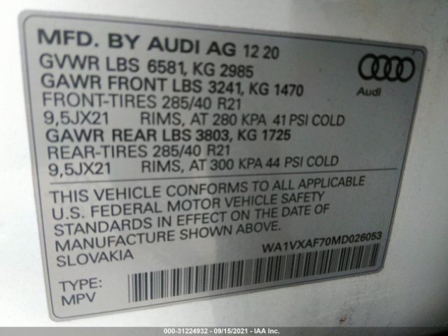 Photo 8 VIN: WA1VXAF70MD026053 - AUDI Q7 