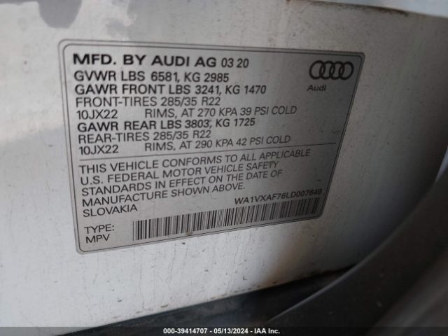 Photo 8 VIN: WA1VXAF76LD007649 - AUDI Q7 