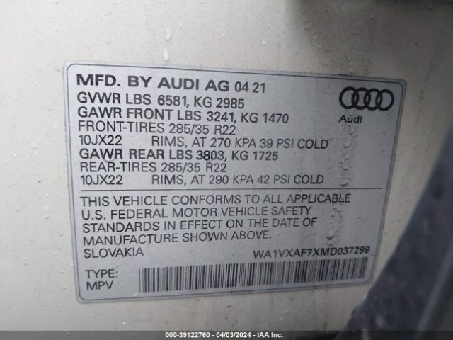 Photo 8 VIN: WA1VXAF7XMD037299 - AUDI Q7 