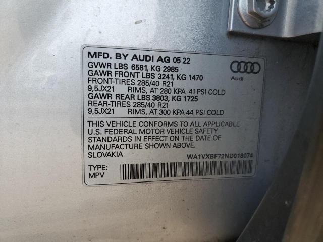 Photo 12 VIN: WA1VXBF72ND018074 - AUDI Q7 PRESTIG 