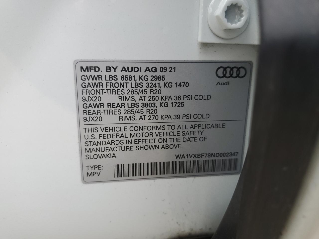 Photo 12 VIN: WA1VXBF78ND002347 - AUDI Q7 