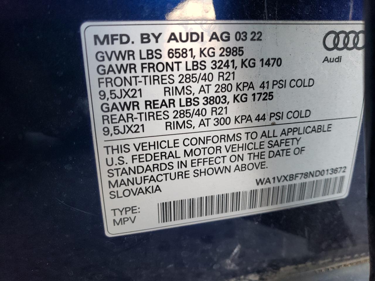 Photo 11 VIN: WA1VXBF78ND013672 - AUDI Q7 