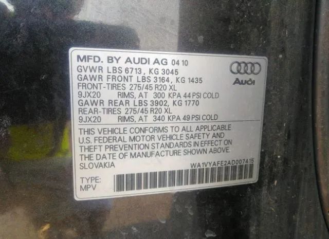 Photo 8 VIN: WA1VYAFE2AD007415 - AUDI Q7 