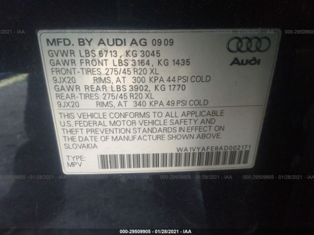 Photo 8 VIN: WA1VYAFE8AD002171 - AUDI Q7 