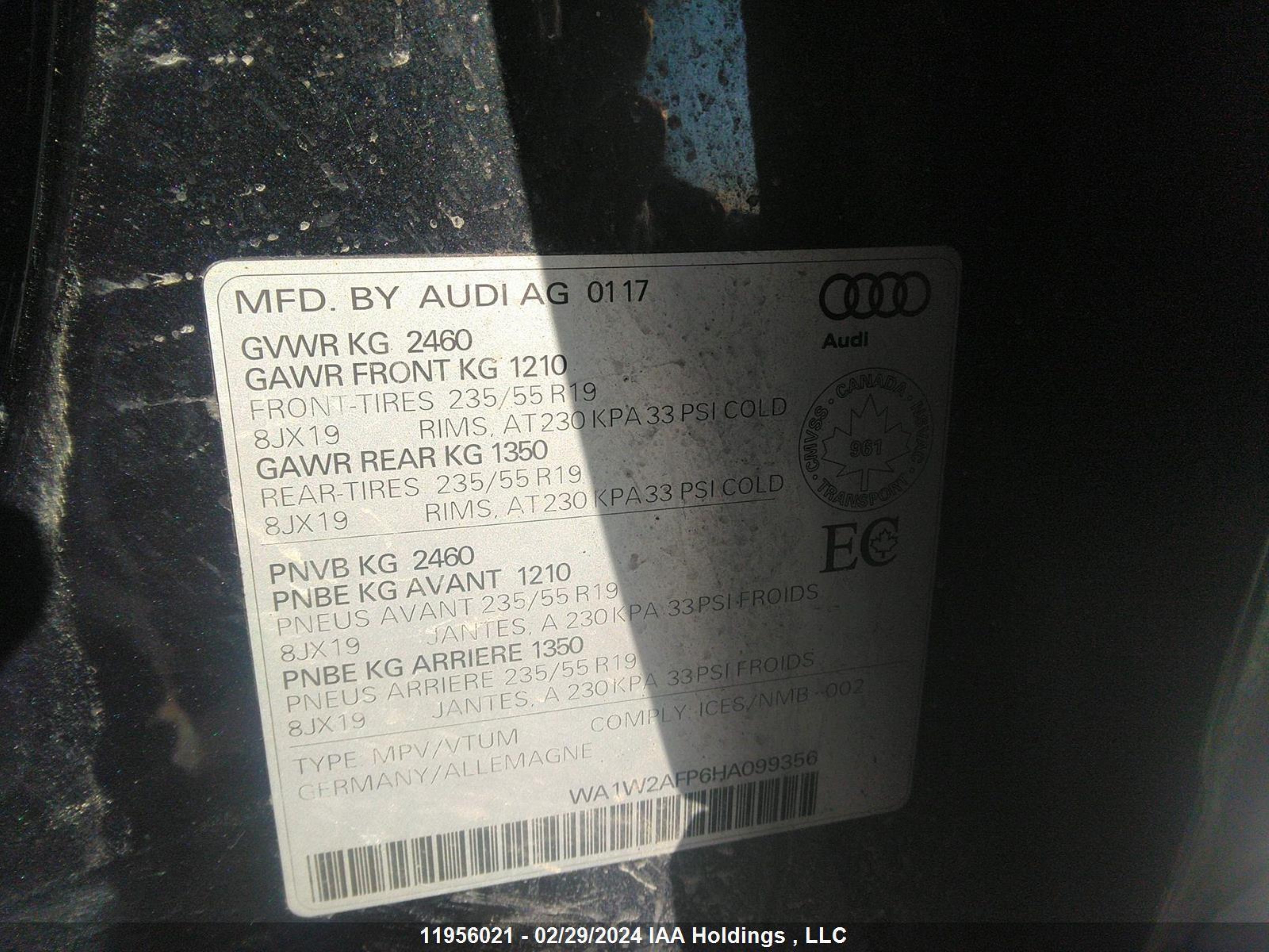 Photo 8 VIN: WA1W2AFP6HA099356 - AUDI Q5 