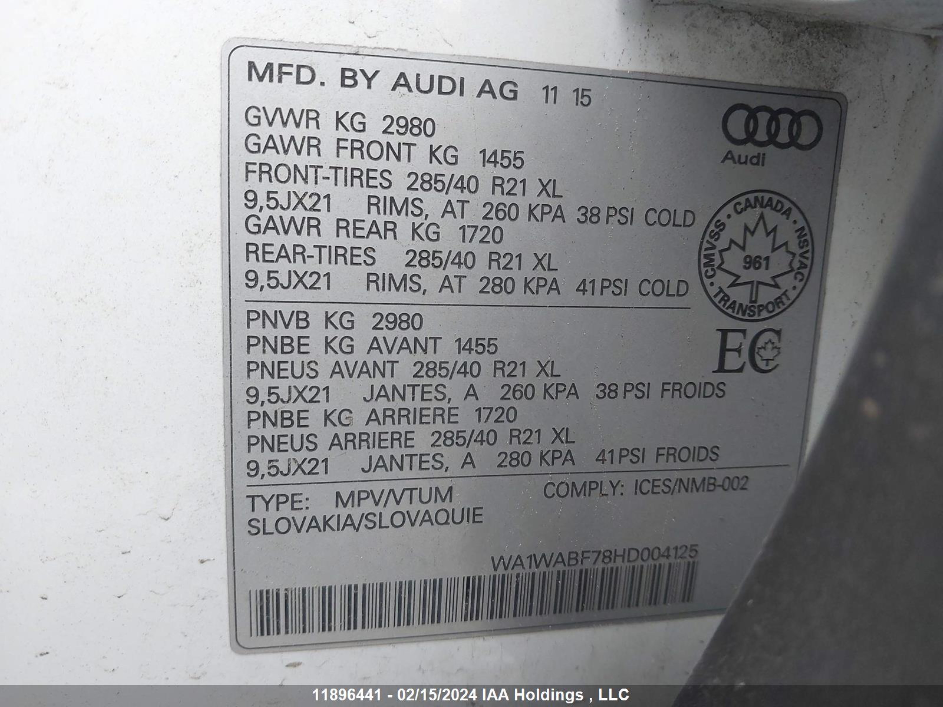 Photo 8 VIN: WA1WABF78HD004125 - AUDI Q7 