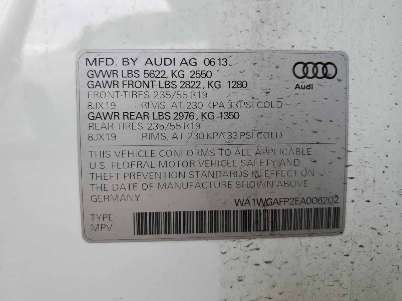 Photo 12 VIN: WA1WGAFP2EA006202 - AUDI Q5 