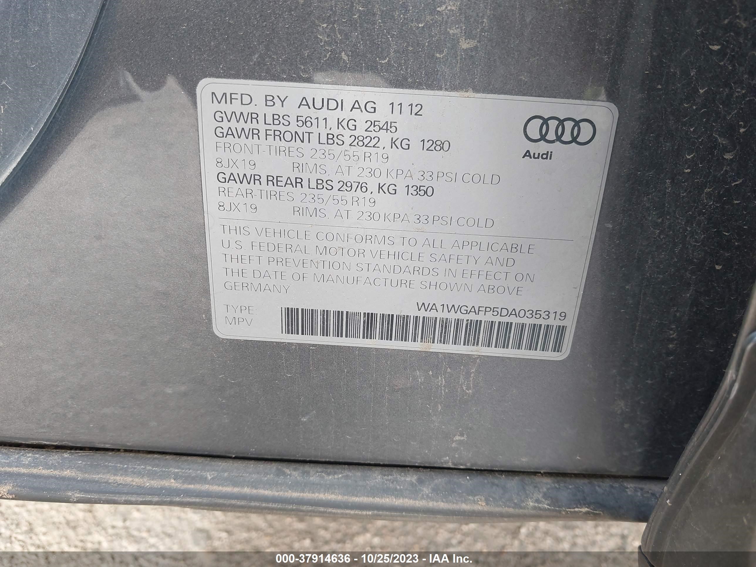 Photo 8 VIN: WA1WGAFP5DA035319 - AUDI Q5 