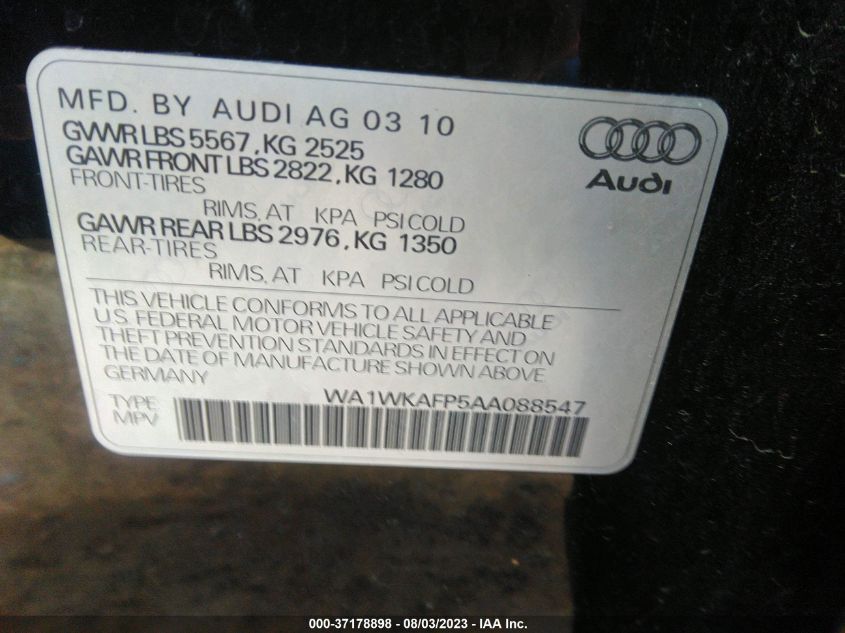 Photo 8 VIN: WA1WKAFP5AA088547 - AUDI Q5 