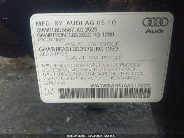 Photo 8 VIN: WA1WKAFP5AA112622 - AUDI Q5 