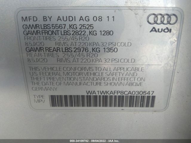 Photo 8 VIN: WA1WKAFP8CA030547 - AUDI Q5 