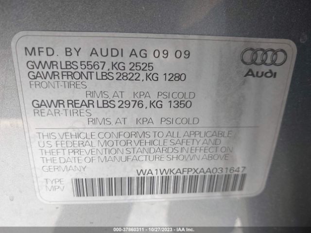 Photo 8 VIN: WA1WKAFPXAA031647 - AUDI Q5 