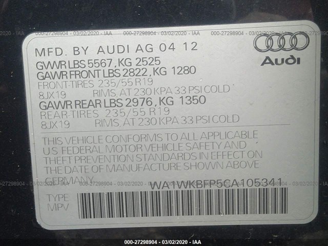 Photo 8 VIN: WA1WKBFP5CA105341 - AUDI Q5 