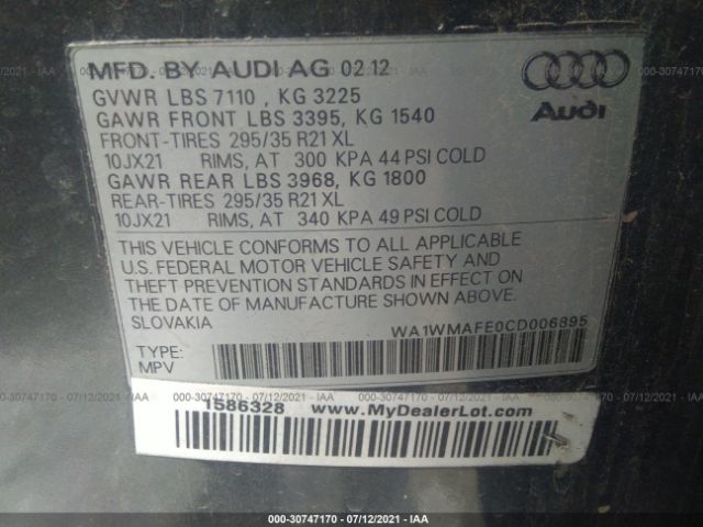 Photo 8 VIN: WA1WMAFE0CD006895 - AUDI Q7 