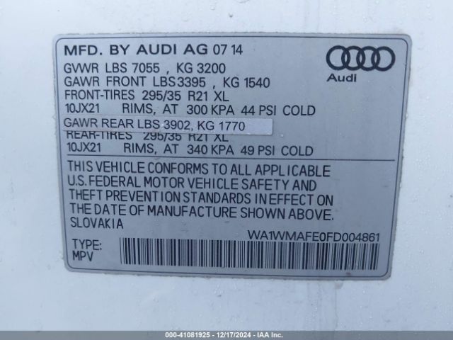 Photo 8 VIN: WA1WMAFE0FD004861 - AUDI Q7 