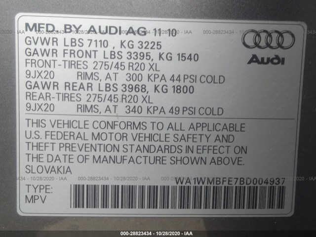 Photo 8 VIN: WA1WMBFE7BD004937 - AUDI Q7 