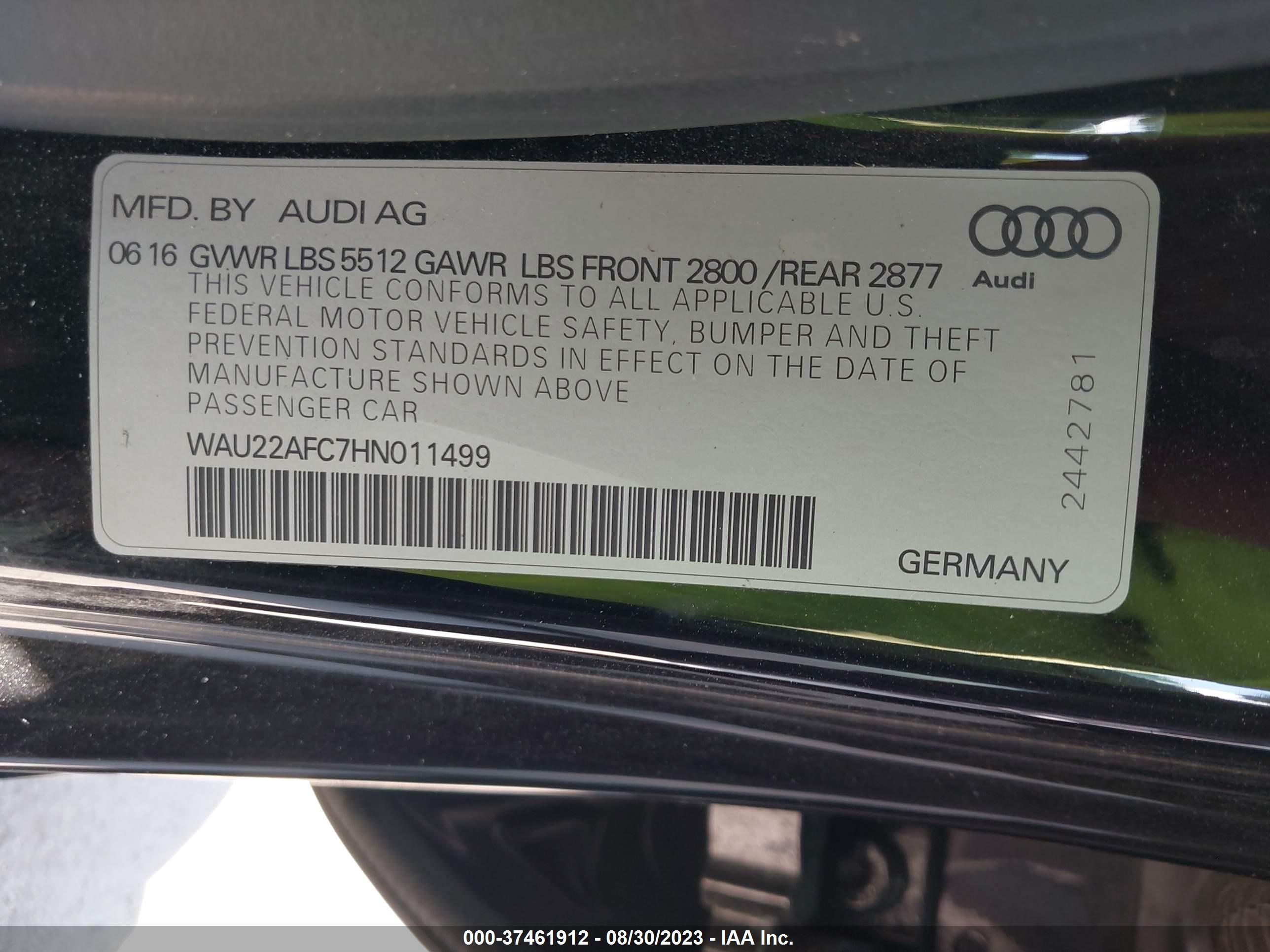 Photo 8 VIN: WAU22AFC7HN011499 - AUDI A7 