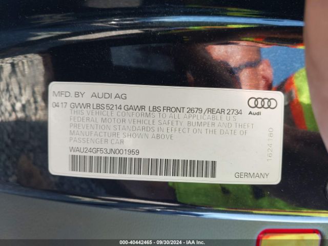 Photo 8 VIN: WAU24GF53JN001959 - AUDI S5 