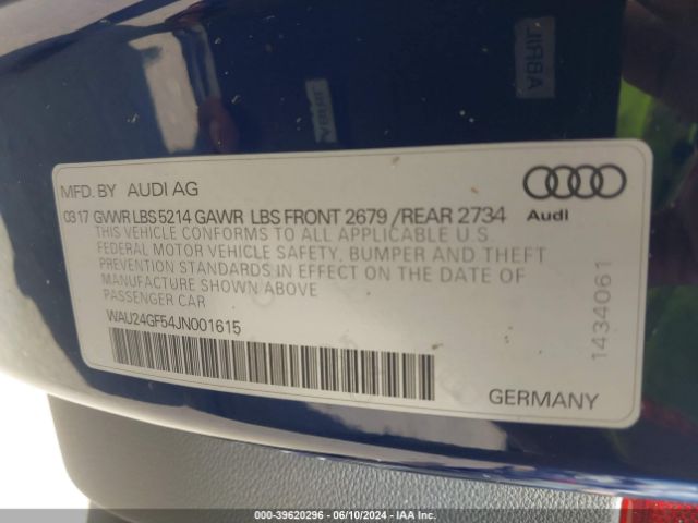 Photo 8 VIN: WAU24GF54JN001615 - AUDI S5 