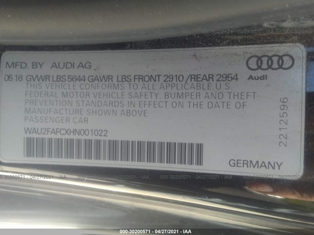 Photo 8 VIN: WAU2FAFCXHN001022 - AUDI S7 