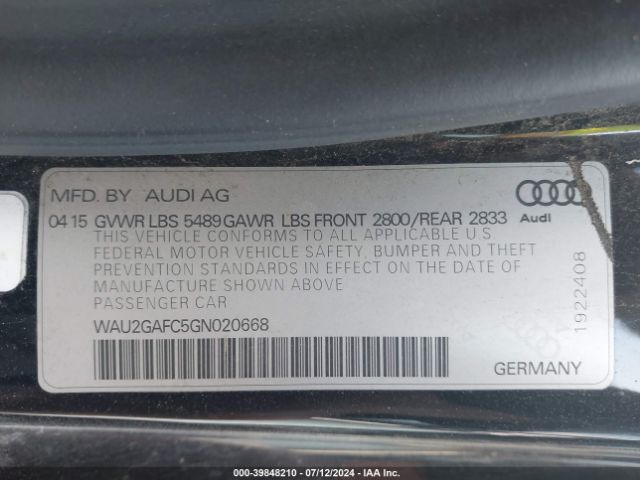 Photo 8 VIN: WAU2GAFC5GN020668 - AUDI A7 