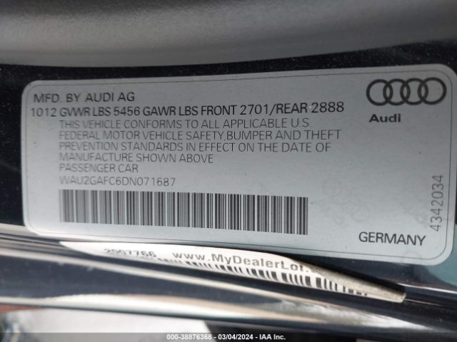 Photo 8 VIN: WAU2GAFC6DN071687 - AUDI A7 