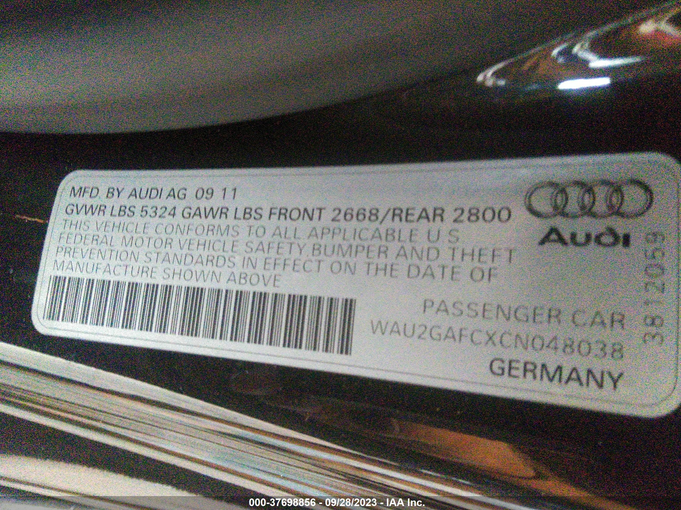 Photo 8 VIN: WAU2GAFCXCN048038 - AUDI A7 