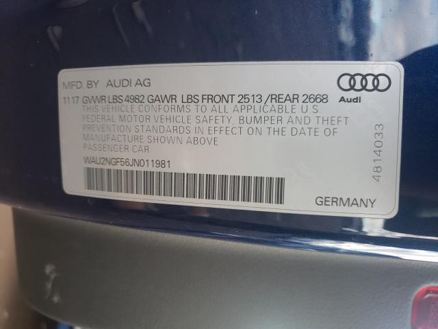 Photo 9 VIN: WAU2NGF56JN011981 - AUDI A5 CABRIOLET 