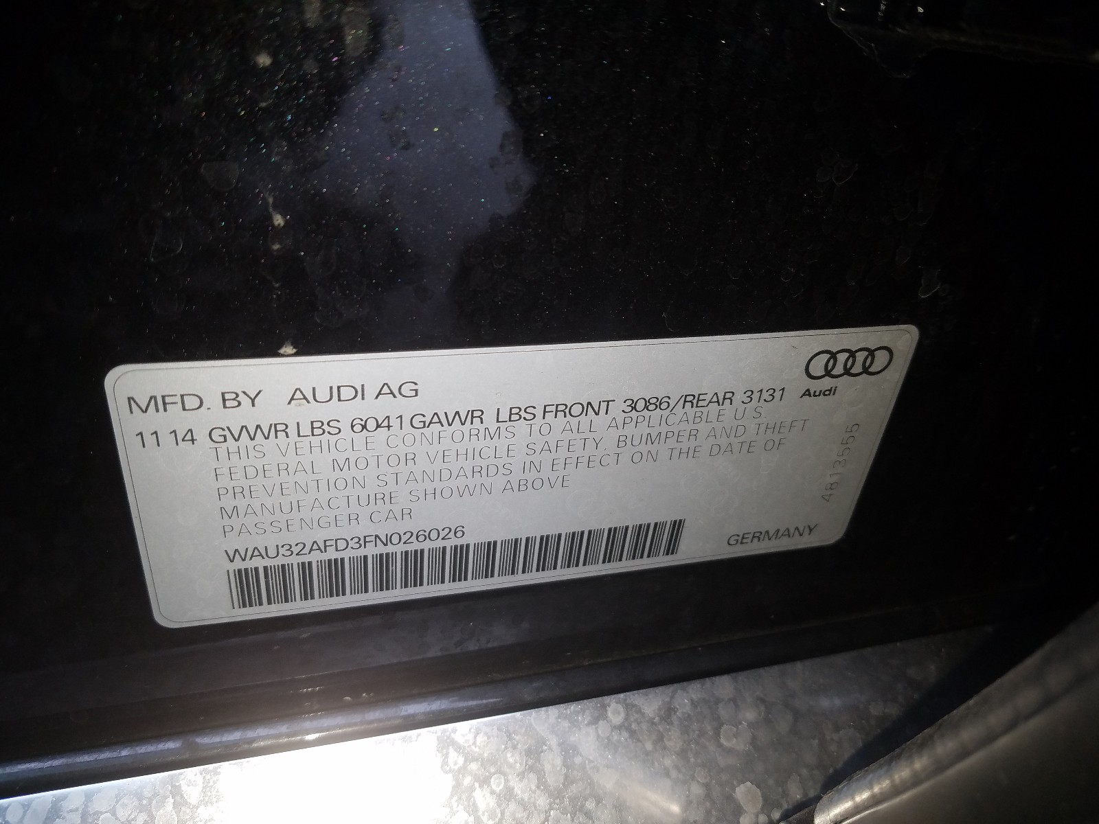 Photo 9 VIN: WAU32AFD3FN026026 - AUDI A8 