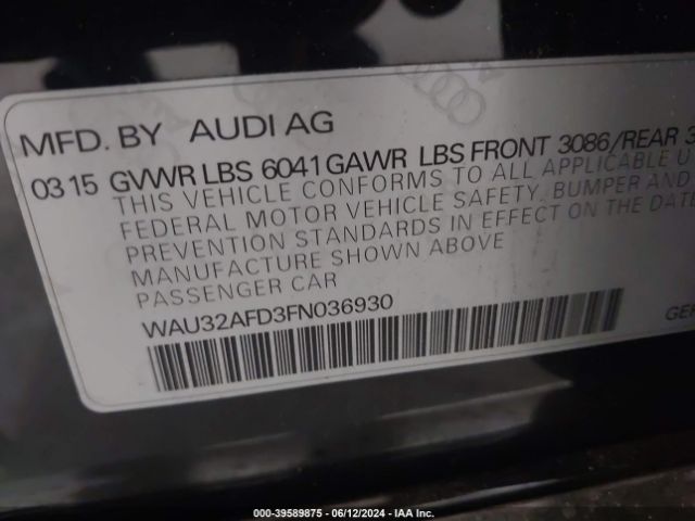 Photo 8 VIN: WAU32AFD3FN036930 - AUDI A8 