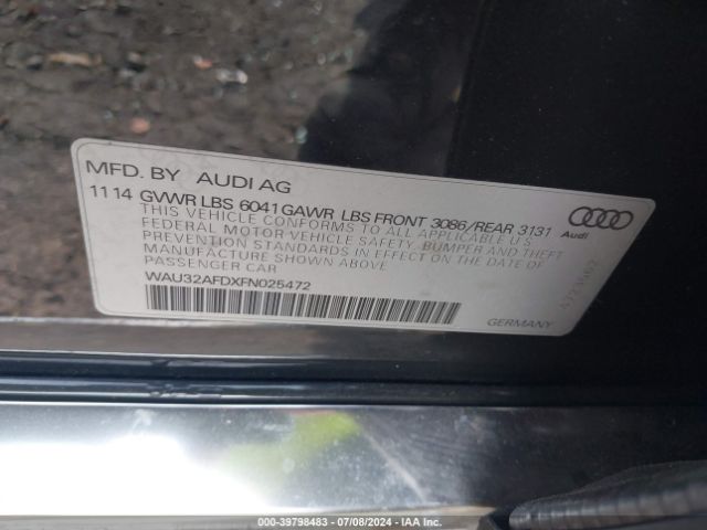 Photo 8 VIN: WAU32AFDXFN025472 - AUDI A8 