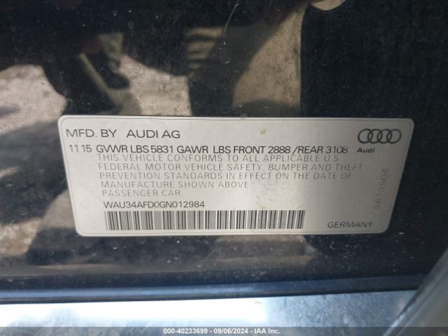 Photo 8 VIN: WAU34AFD0GN012984 - AUDI A8 