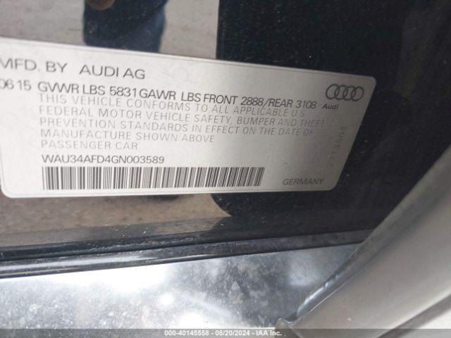 Photo 8 VIN: WAU34AFD4GN003589 - AUDI A8 