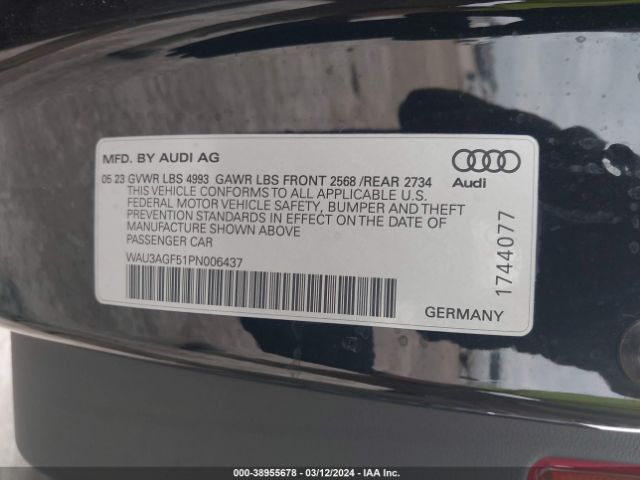 Photo 8 VIN: WAU3AGF51PN006437 - AUDI A5 