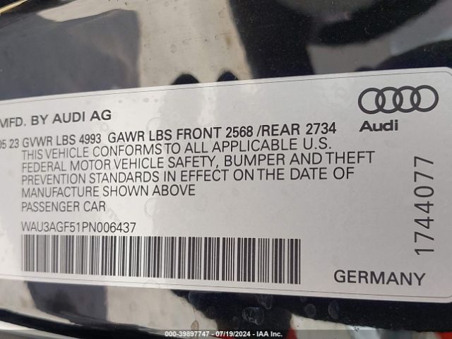 Photo 8 VIN: WAU3AGF51PN006437 - AUDI A5 