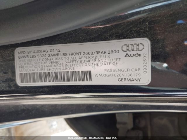 Photo 8 VIN: WAU3GAFC2CN136179 - AUDI A7 