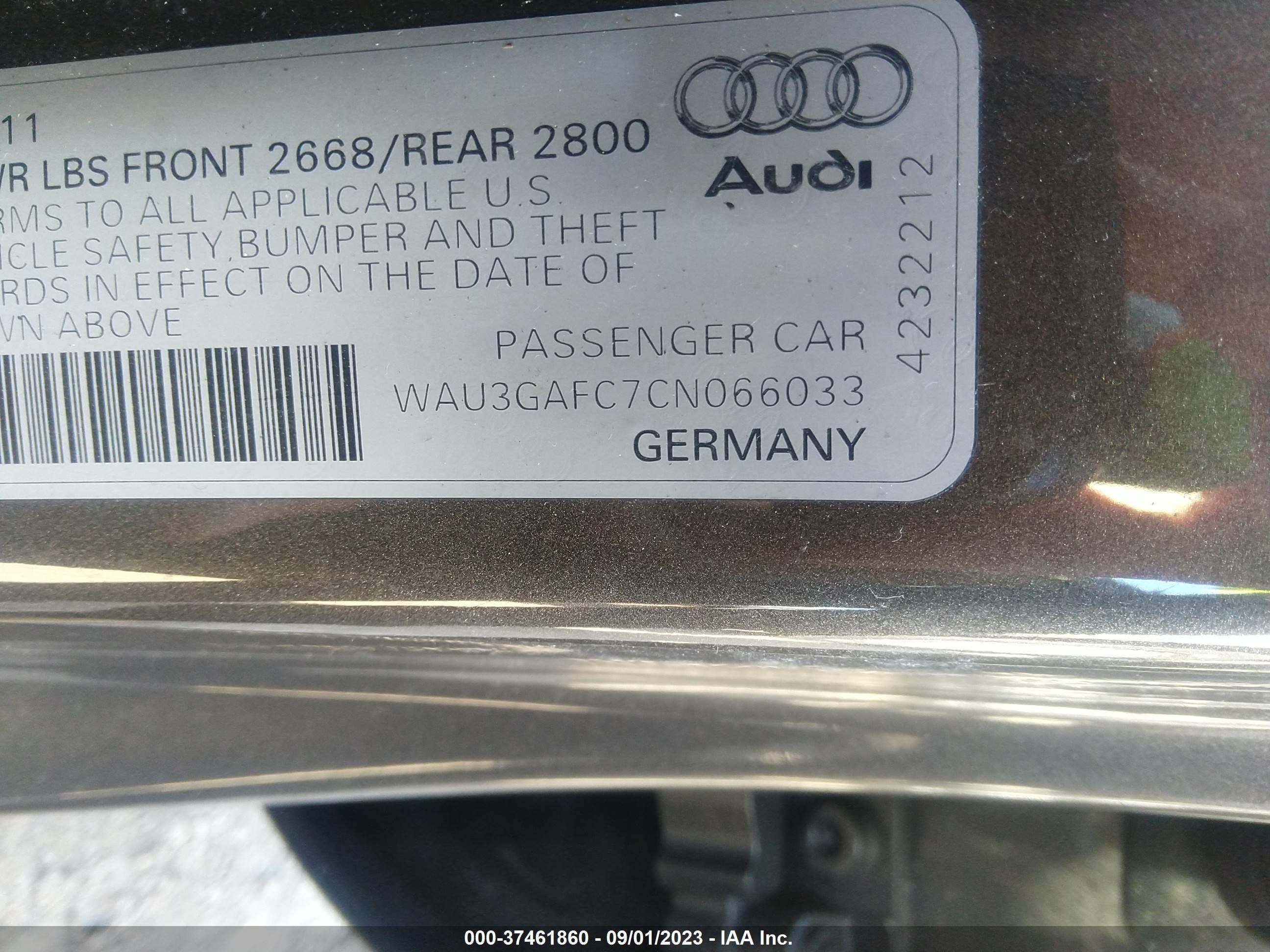 Photo 8 VIN: WAU3GAFC7CN066033 - AUDI A7 