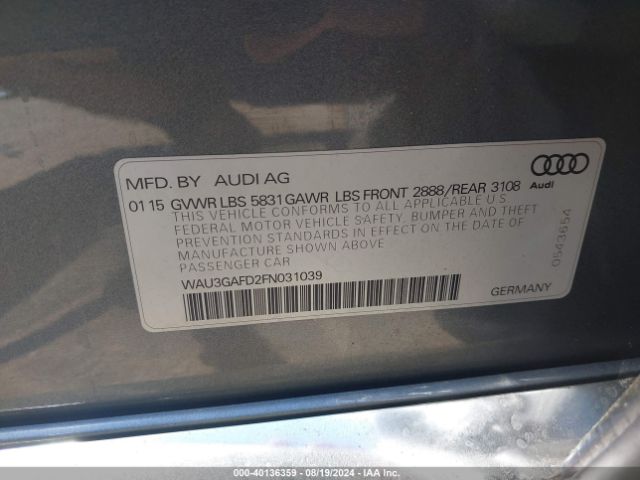 Photo 8 VIN: WAU3GAFD2FN031039 - AUDI A8 