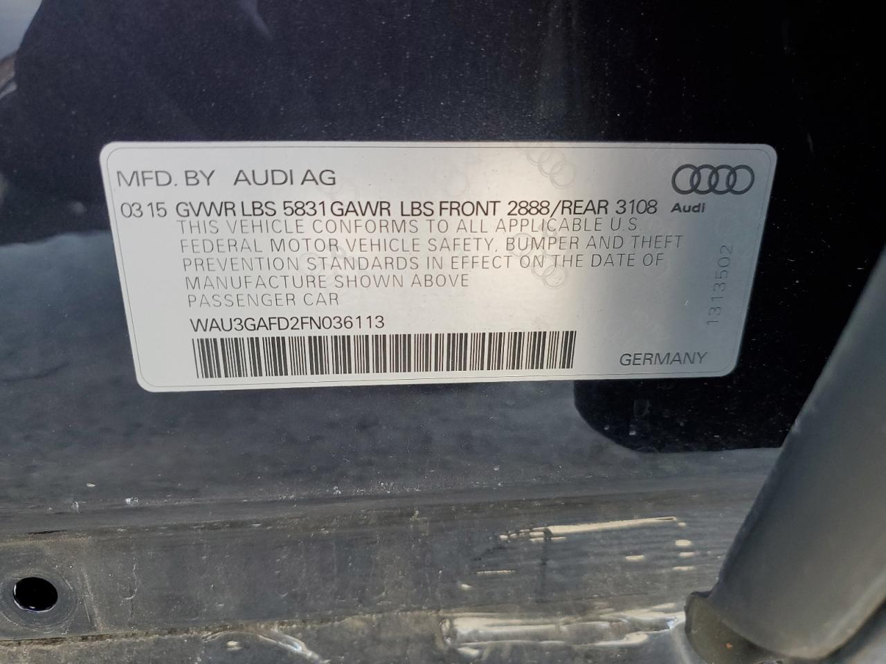 Photo 12 VIN: WAU3GAFD2FN036113 - AUDI A8 