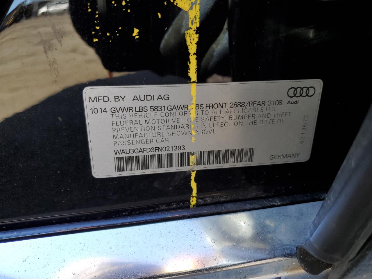 Photo 11 VIN: WAU3GAFD3FN021393 - AUDI A8 