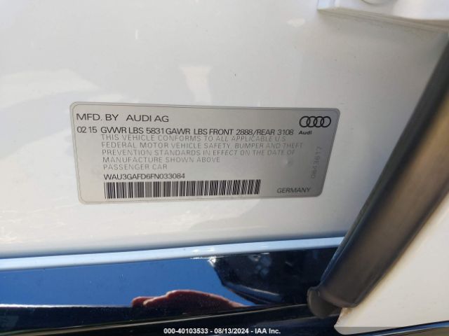 Photo 8 VIN: WAU3GAFD6FN033084 - AUDI A8 