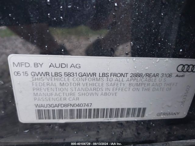 Photo 8 VIN: WAU3GAFD8FN040747 - AUDI A8 