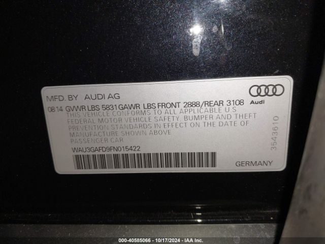 Photo 8 VIN: WAU3GAFD9FN015422 - AUDI A8 