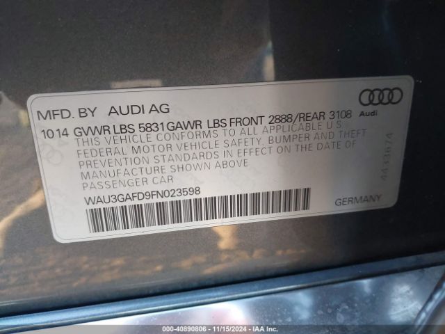 Photo 8 VIN: WAU3GAFD9FN023598 - AUDI A8 