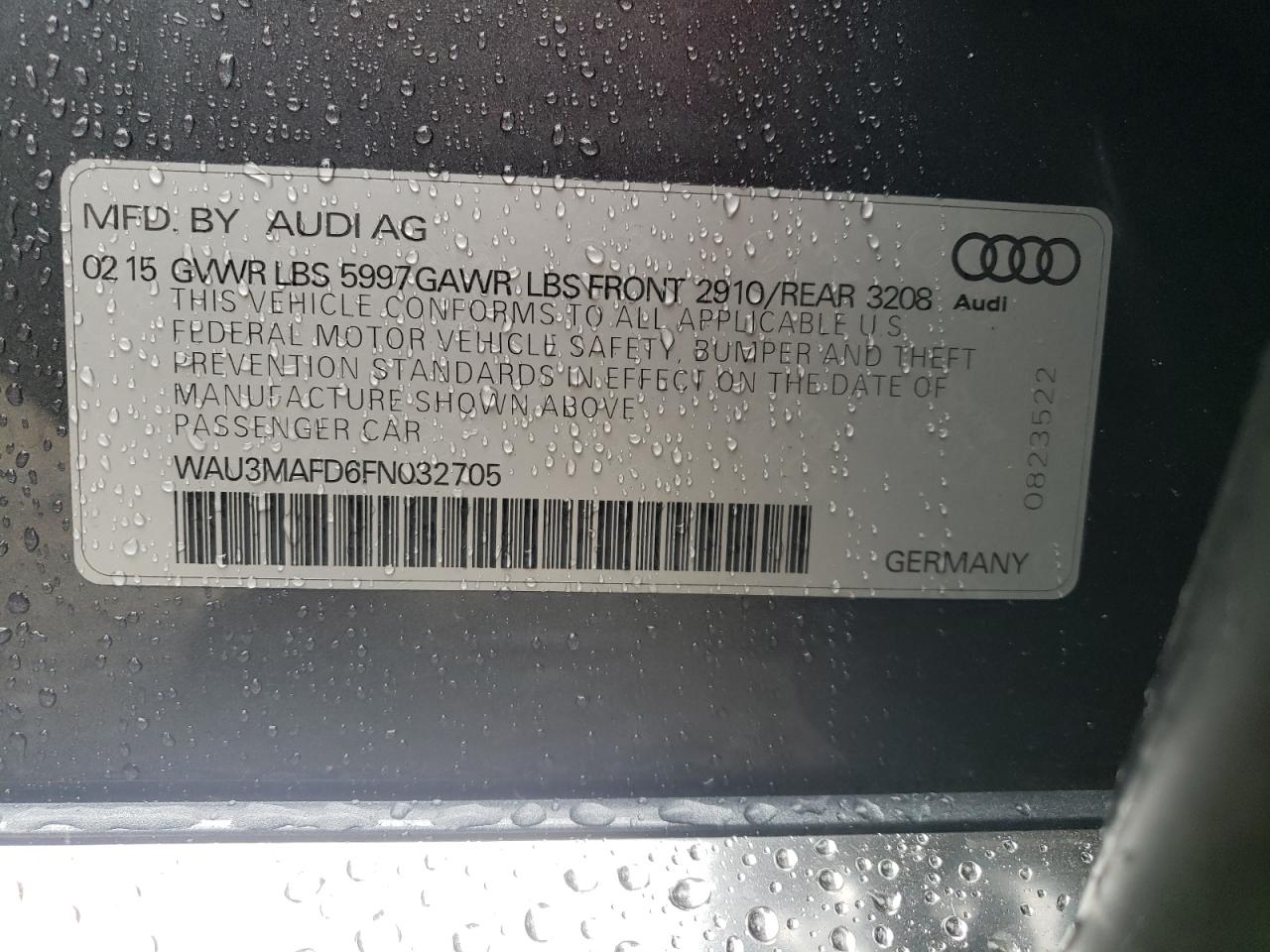 Photo 11 VIN: WAU3MAFD6FN032705 - AUDI A8 