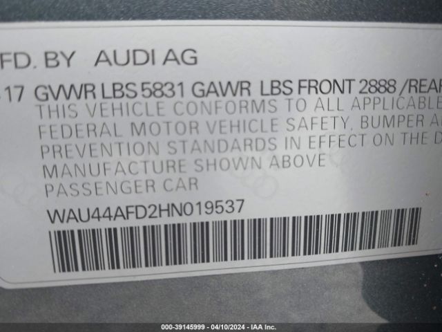 Photo 8 VIN: WAU44AFD2HN019537 - AUDI A8 