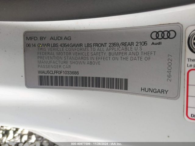 Photo 8 VIN: WAU5CLFF0F1033686 - AUDI A3 