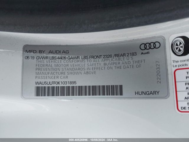 Photo 8 VIN: WAU5ULFF0K1031895 - AUDI A3 