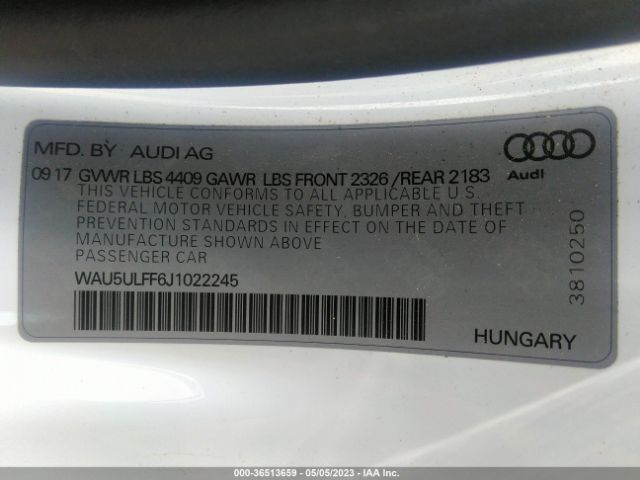 Photo 8 VIN: WAU5ULFF6J1022245 - AUDI A3 CABRIOLET 